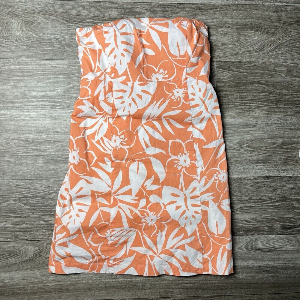 Vineyard Vines  Strapless Orange Floral Print Dress Size 6 - Picture 2 of 8